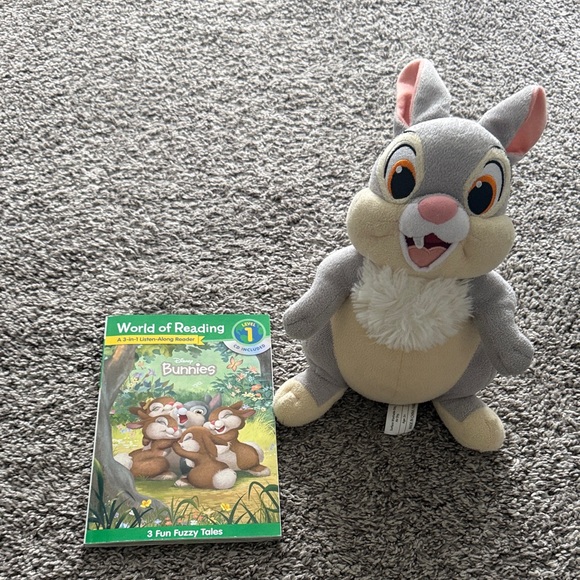 Disney Other - Disney Thumper Gray and Cream Plush Toy and Book with CD